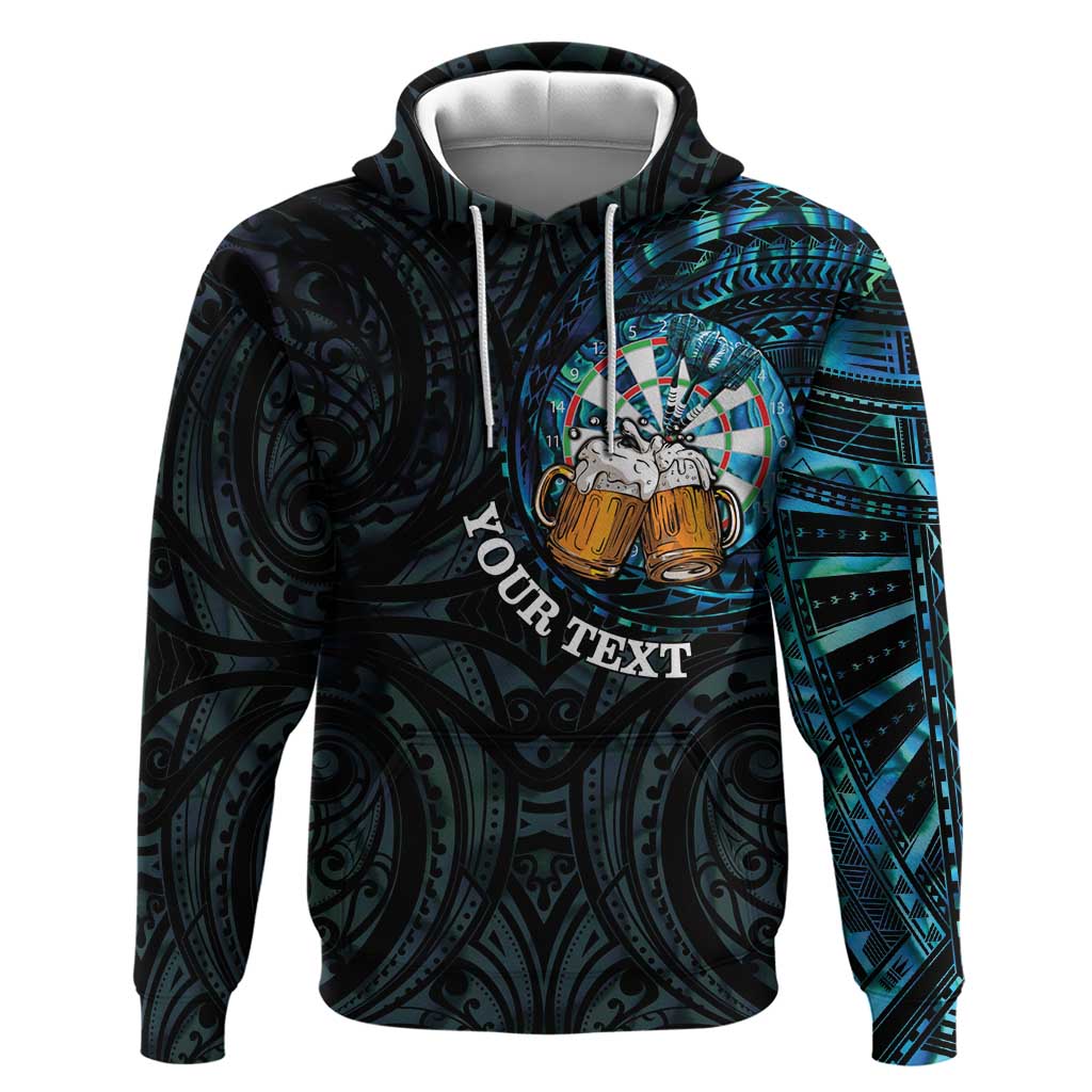 Personalized New Zealand Darts Beer Hoodie Paua Shell Aotearoa Maori Tattoo - Aussie Hoodie