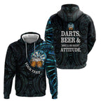 Personalized New Zealand Darts Beer Hoodie Paua Shell Aotearoa Maori Tattoo - Aussie Hoodie