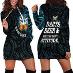 Personalized New Zealand Darts Beer Hoodie Dress Paua Shell Aotearoa Maori Tattoo - Aussie Hoodie