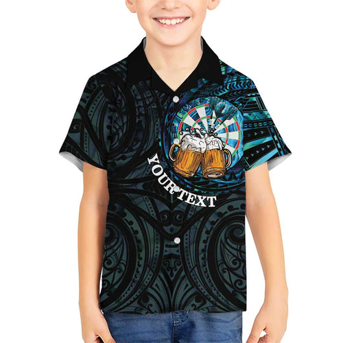 Personalized New Zealand Darts Beer Kid Hawaiian Shirt Paua Shell Aotearoa Maori Tattoo - Aussie Hoodie