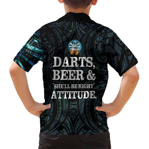 Personalized New Zealand Darts Beer Kid Hawaiian Shirt Paua Shell Aotearoa Maori Tattoo - Aussie Hoodie