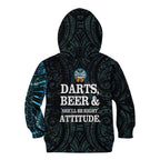 Personalized New Zealand Darts Beer Kid Hoodie Paua Shell Aotearoa Maori Tattoo - Aussie Hoodie