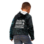 Personalized New Zealand Darts Beer Kid Hoodie Paua Shell Aotearoa Maori Tattoo - Aussie Hoodie