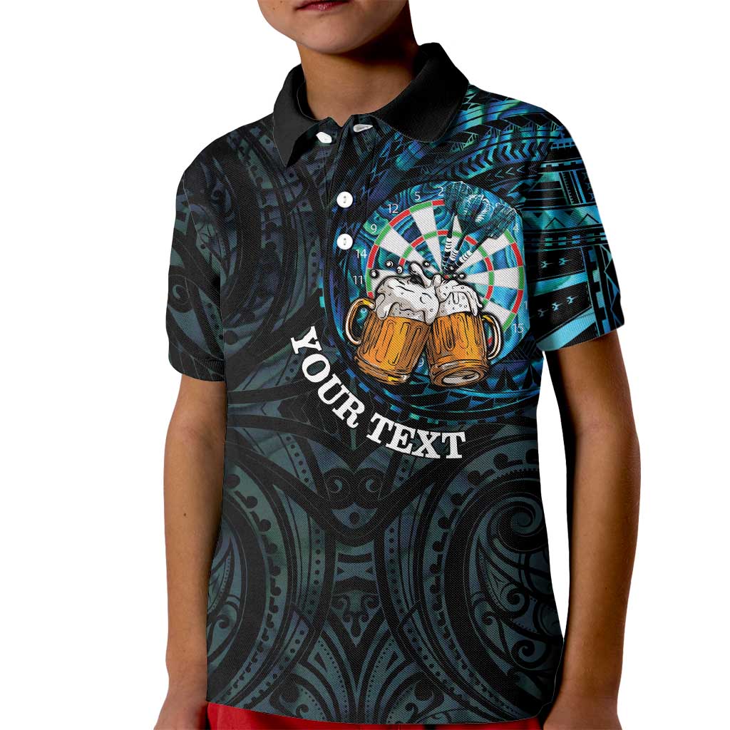 Personalized New Zealand Darts Beer Kid Polo Shirt Paua Shell Aotearoa Maori Tattoo - Aussie Hoodie