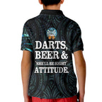 Personalized New Zealand Darts Beer Kid Polo Shirt Paua Shell Aotearoa Maori Tattoo - Aussie Hoodie