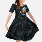 Personalized New Zealand Darts Beer Kid Short Sleeve Dress Paua Shell Aotearoa Maori Tattoo - Aussie Hoodie