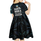 Personalized New Zealand Darts Beer Kid Short Sleeve Dress Paua Shell Aotearoa Maori Tattoo - Aussie Hoodie