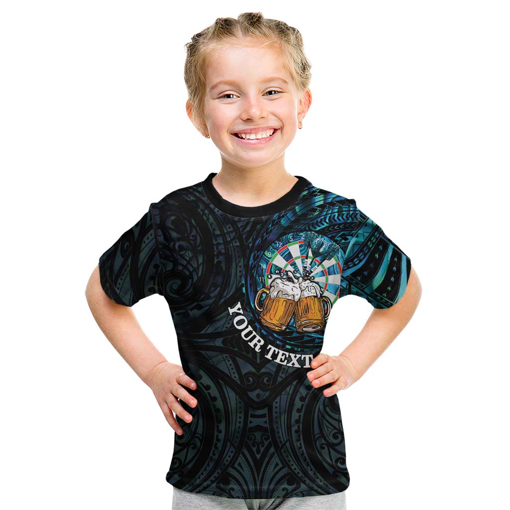 Personalized New Zealand Darts Beer Kid T Shirt Paua Shell Aotearoa Maori Tattoo - Aussie Hoodie