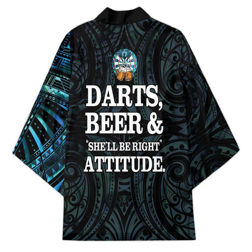 Personalized New Zealand Darts Beer Kimono Paua Shell Aotearoa Maori Tattoo - Aussie Hoodie