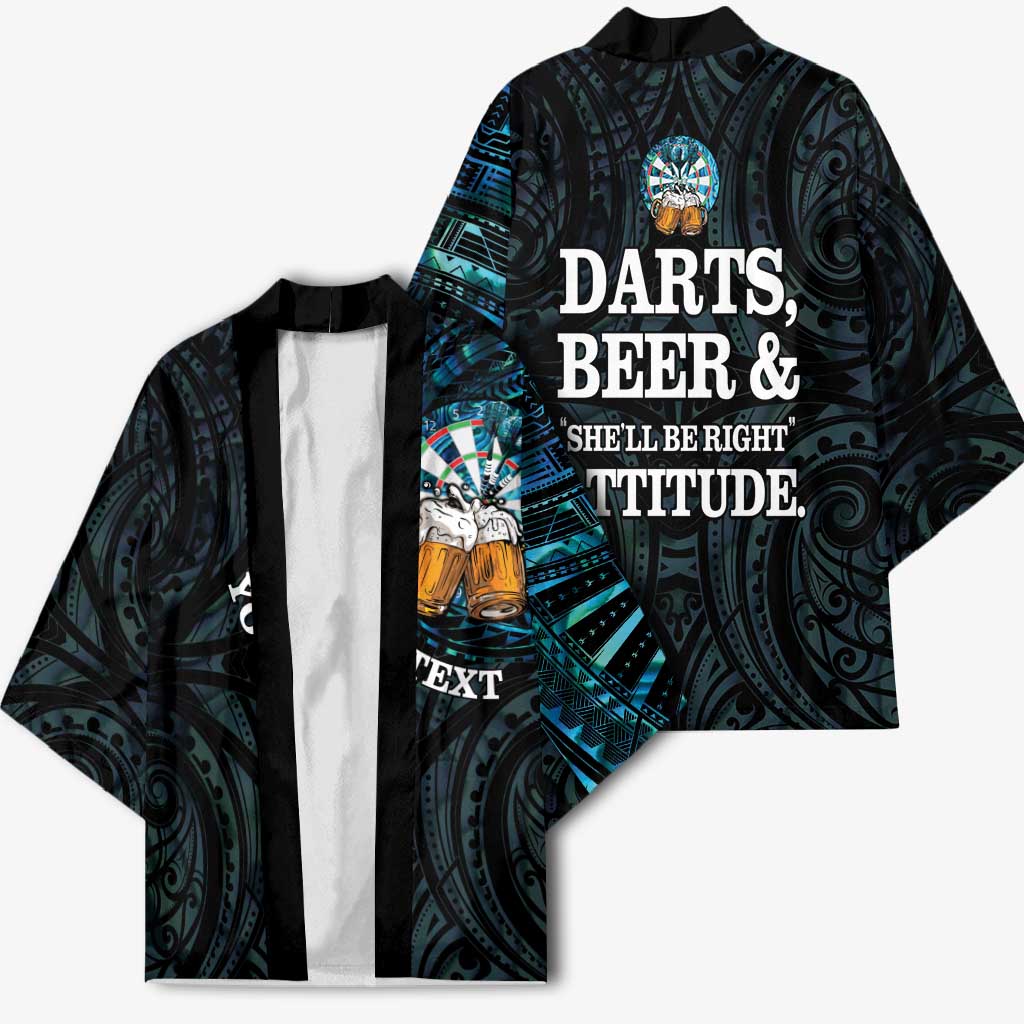 Personalized New Zealand Darts Beer Kimono Paua Shell Aotearoa Maori Tattoo - Aussie Hoodie