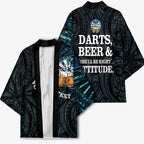 Personalized New Zealand Darts Beer Kimono Paua Shell Aotearoa Maori Tattoo - Aussie Hoodie