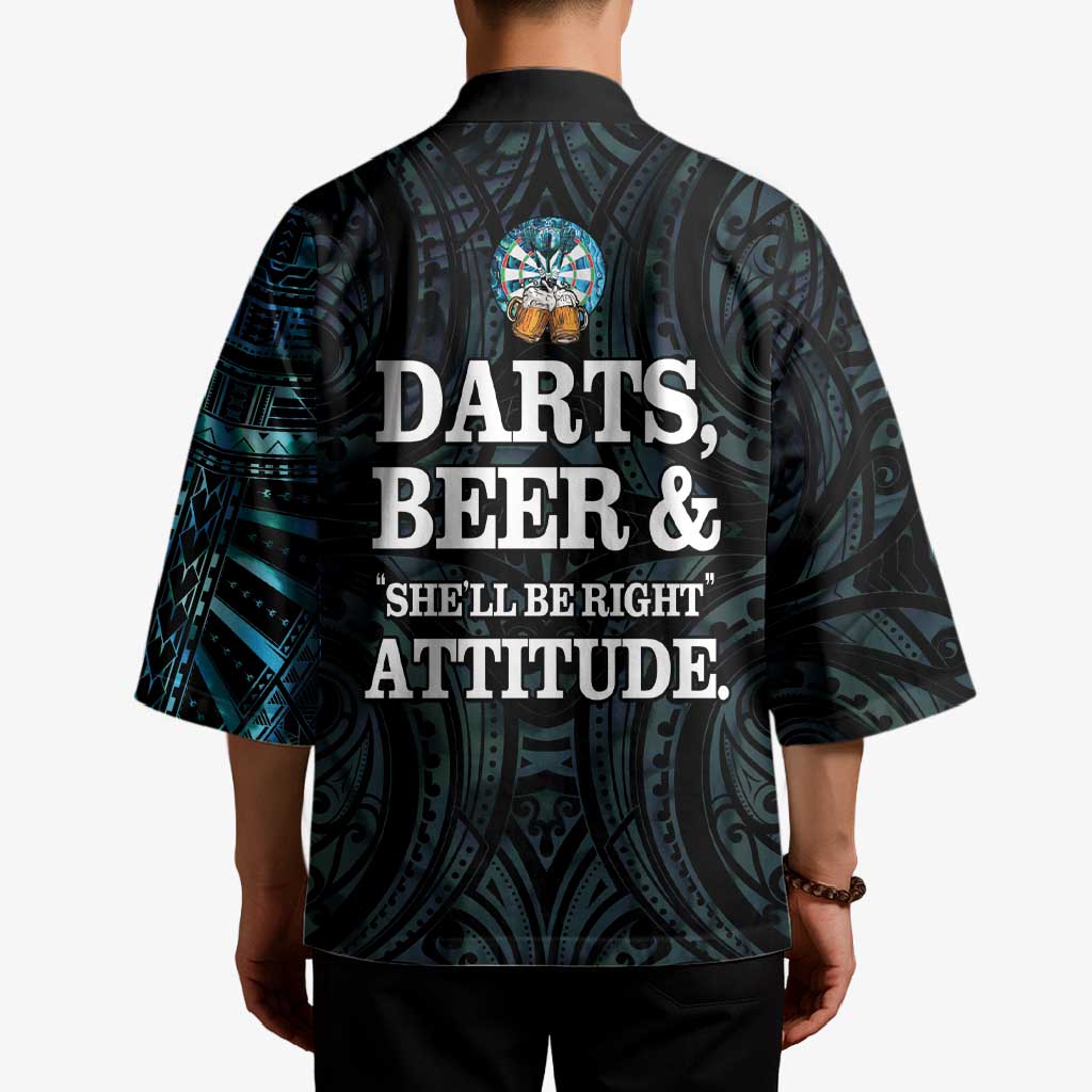Personalized New Zealand Darts Beer Kimono Paua Shell Aotearoa Maori Tattoo - Aussie Hoodie