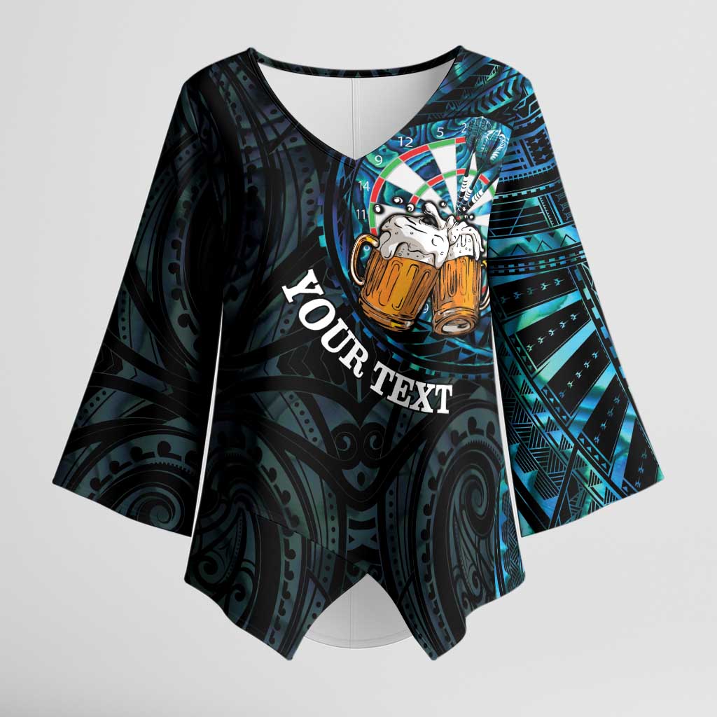 Personalized New Zealand Darts Beer Kimono Sleeve Blouse Paua Shell Aotearoa Maori Tattoo - Aussie Hoodie