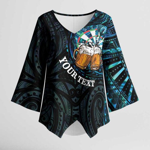 Personalized New Zealand Darts Beer Kimono Sleeve Blouse Paua Shell Aotearoa Maori Tattoo - Aussie Hoodie
