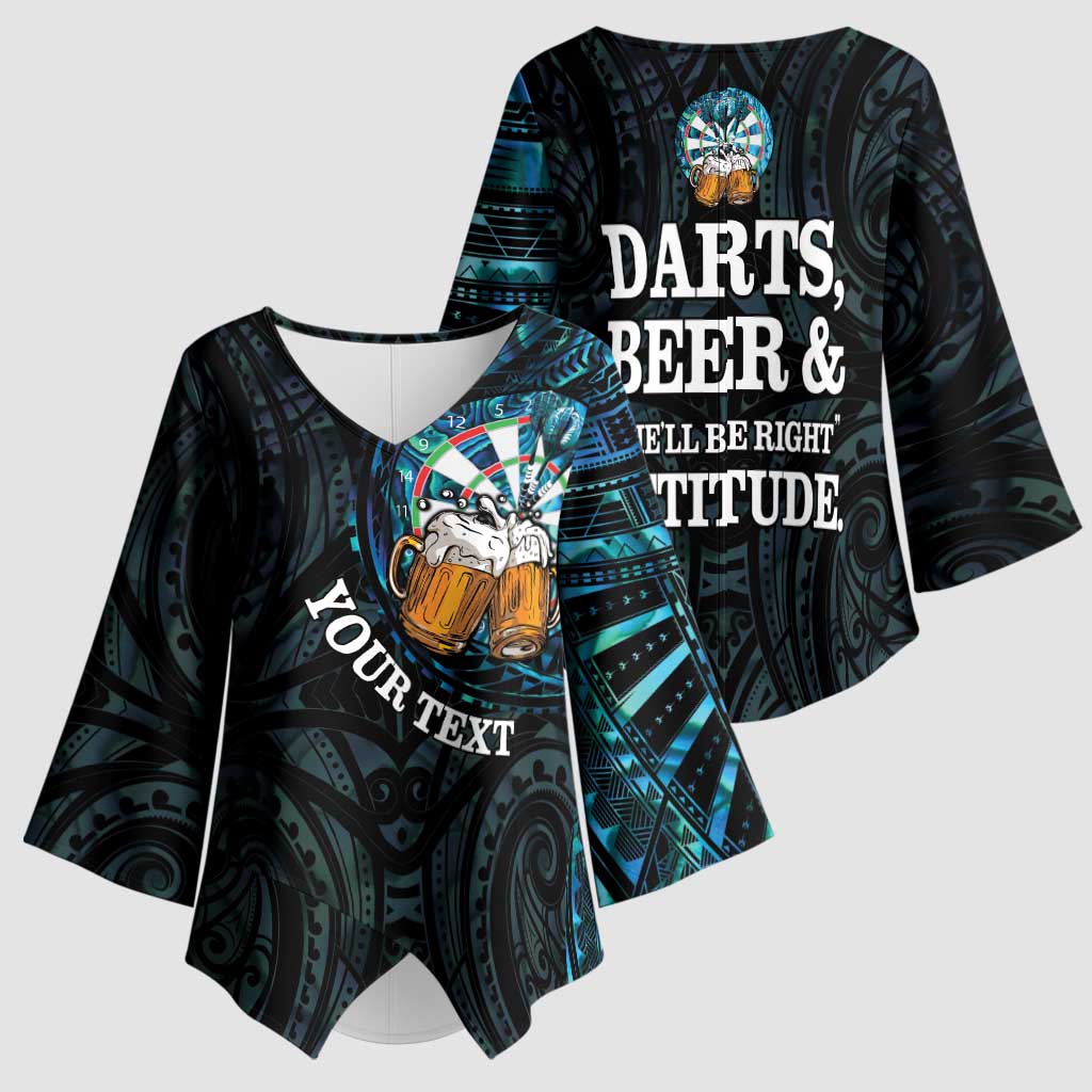 Personalized New Zealand Darts Beer Kimono Sleeve Blouse Paua Shell Aotearoa Maori Tattoo - Aussie Hoodie