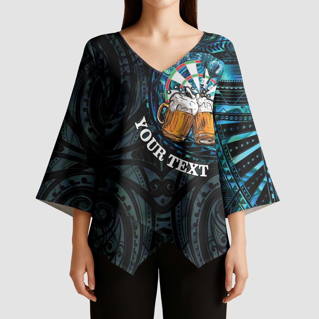 Personalized New Zealand Darts Beer Kimono Sleeve Blouse Paua Shell Aotearoa Maori Tattoo - Aussie Hoodie