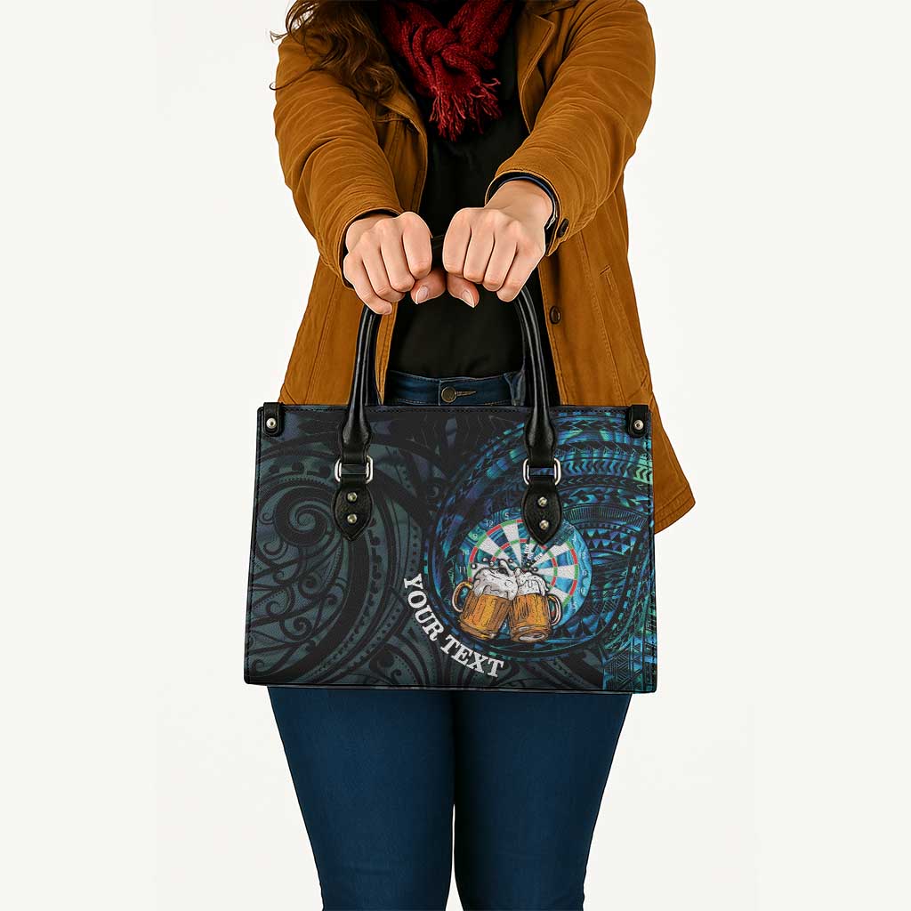 Personalized New Zealand Darts Beer Leather Bag Paua Shell Aotearoa Maori Tattoo - Aussie Hoodie