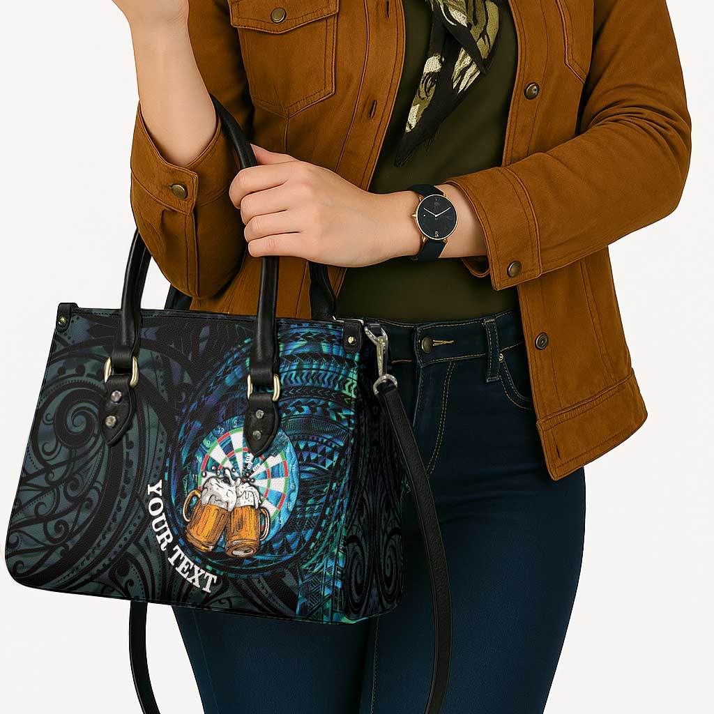 Personalized New Zealand Darts Beer Leather Bag Paua Shell Aotearoa Maori Tattoo - Aussie Hoodie