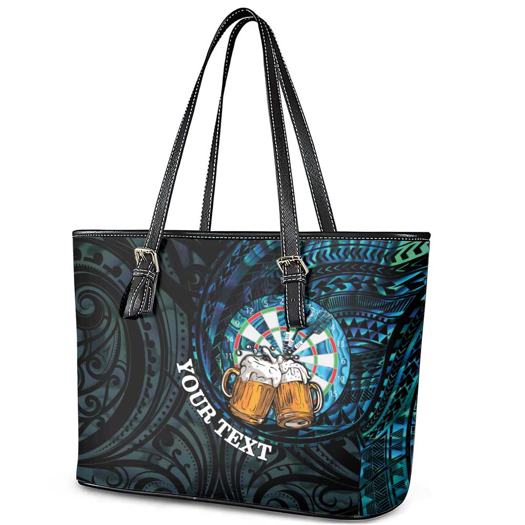 Personalized New Zealand Darts Beer Leather Tote Bag Paua Shell Aotearoa Maori Tattoo - Aussie Hoodie