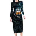 Personalized New Zealand Darts Beer Long Sleeve Bodycon Dress Paua Shell Aotearoa Maori Tattoo - Aussie Hoodie