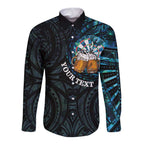 Personalized New Zealand Darts Beer Long Sleeve Button Shirt Paua Shell Aotearoa Maori Tattoo - Aussie Hoodie