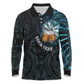 Personalized New Zealand Darts Beer Long Sleeve Polo Shirt Paua Shell Aotearoa Maori Tattoo - Aussie Hoodie