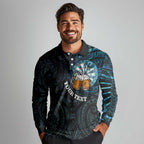 Personalized New Zealand Darts Beer Long Sleeve Polo Shirt Paua Shell Aotearoa Maori Tattoo - Aussie Hoodie