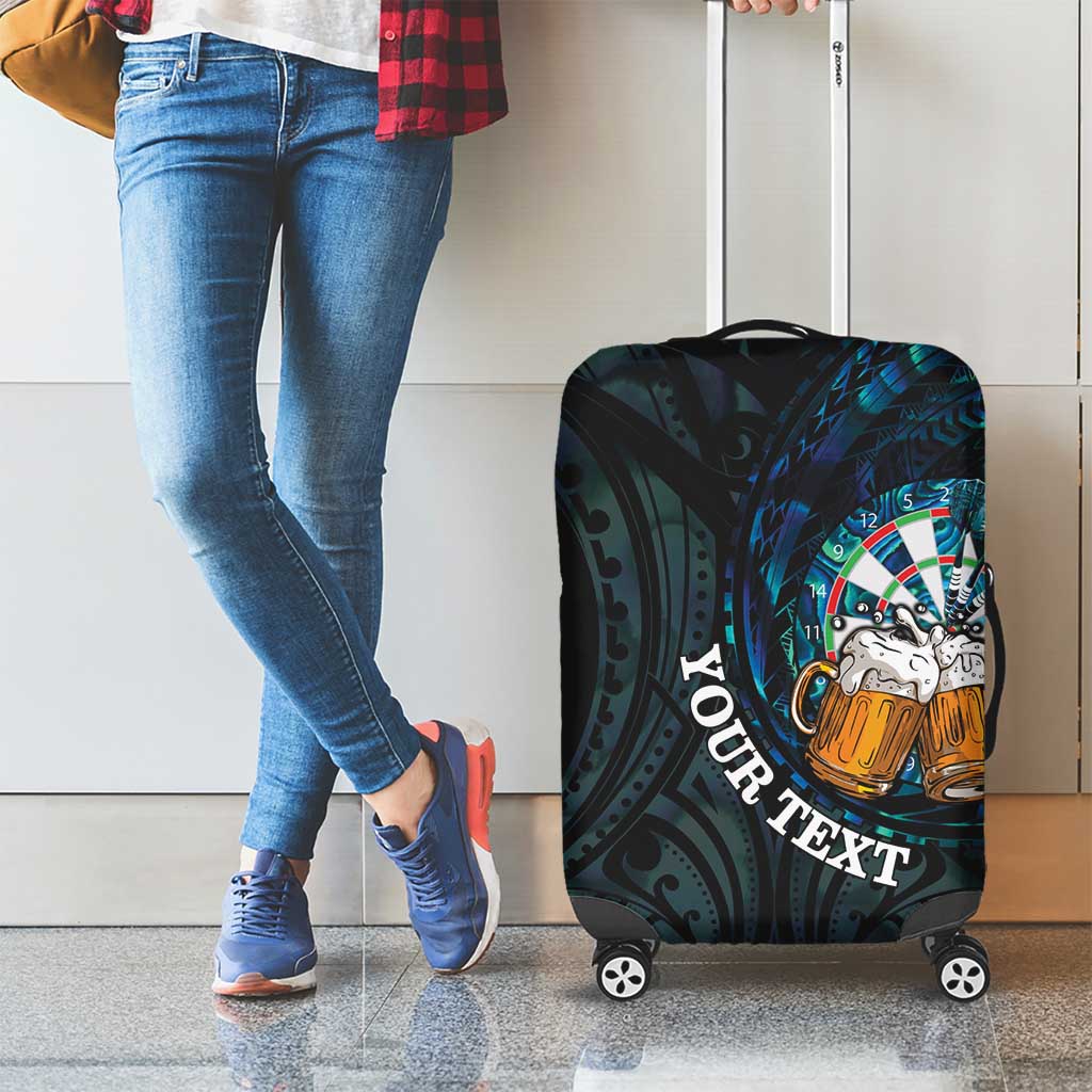 Personalized New Zealand Darts Beer Luggage Cover Paua Shell Aotearoa Maori Tattoo - Aussie Hoodie