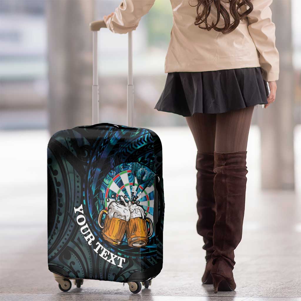 Personalized New Zealand Darts Beer Luggage Cover Paua Shell Aotearoa Maori Tattoo - Aussie Hoodie