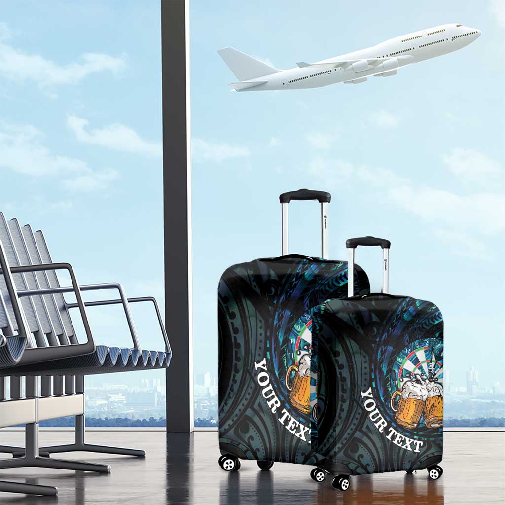 Personalized New Zealand Darts Beer Luggage Cover Paua Shell Aotearoa Maori Tattoo - Aussie Hoodie