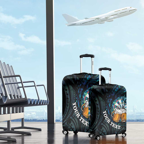Personalized New Zealand Darts Beer Luggage Cover Paua Shell Aotearoa Maori Tattoo - Aussie Hoodie