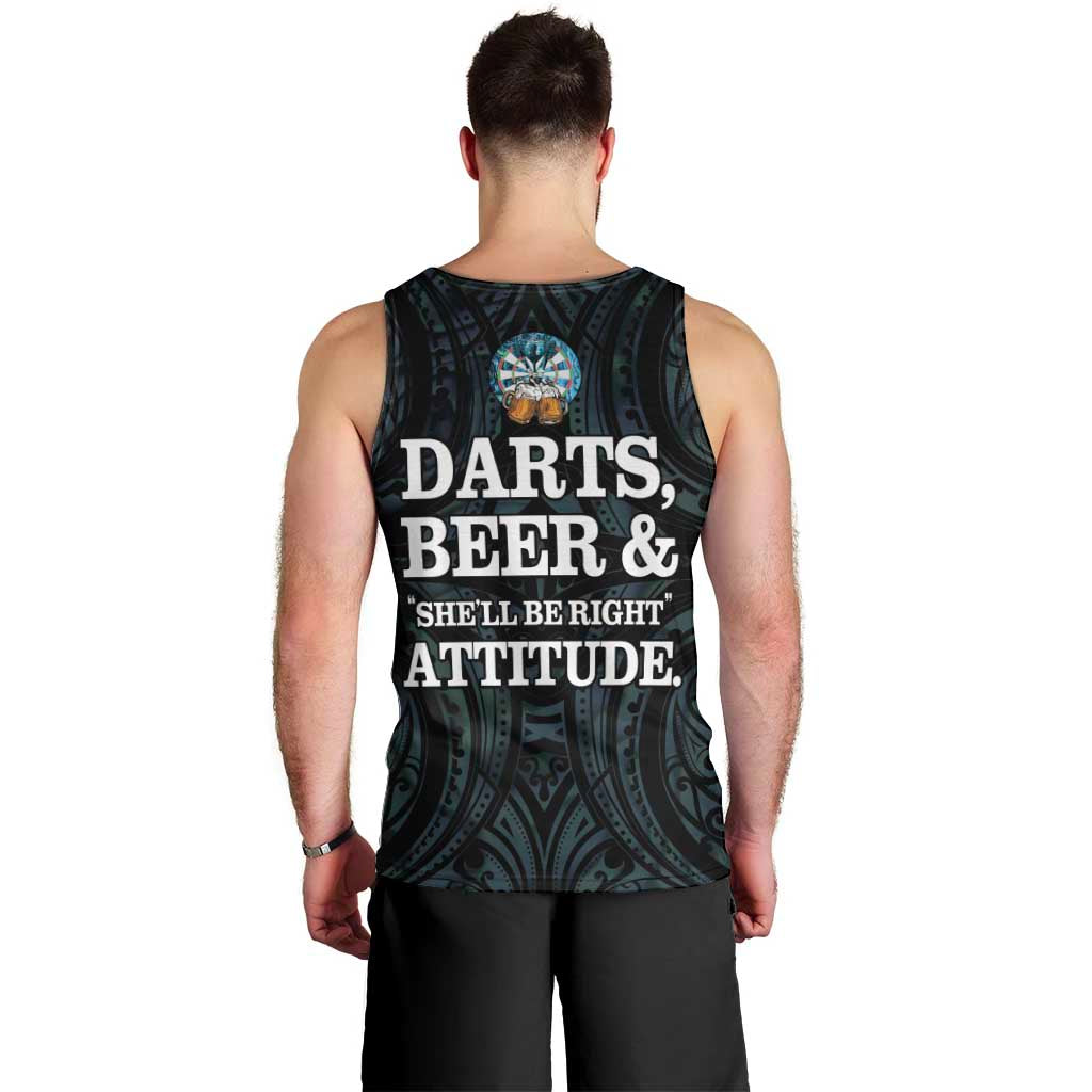 Personalized New Zealand Darts Beer Men Tank Top Paua Shell Aotearoa Maori Tattoo - Aussie Hoodie