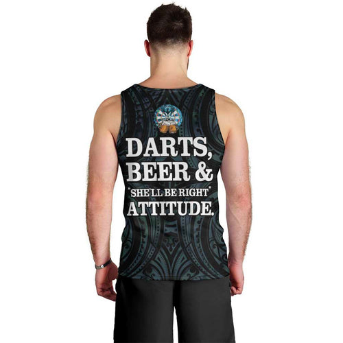 Personalized New Zealand Darts Beer Men Tank Top Paua Shell Aotearoa Maori Tattoo - Aussie Hoodie