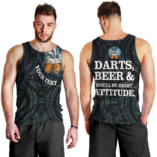 Personalized New Zealand Darts Beer Men Tank Top Paua Shell Aotearoa Maori Tattoo - Aussie Hoodie