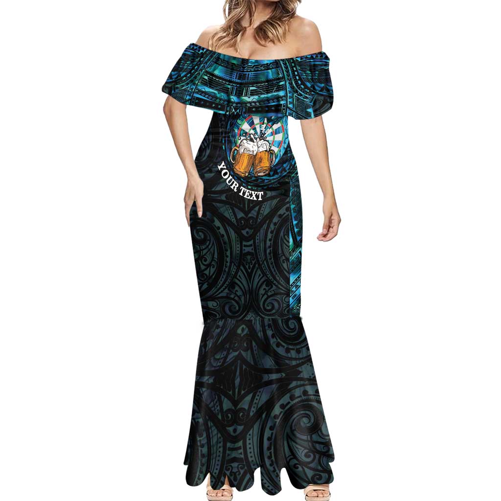 Personalized New Zealand Darts Beer Mermaid Dress Paua Shell Aotearoa Maori Tattoo - Aussie Hoodie