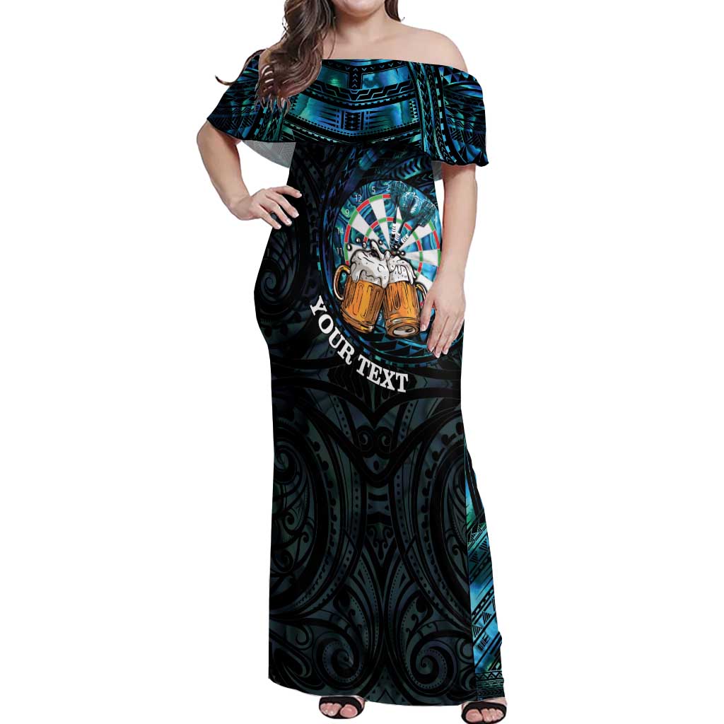 Personalized New Zealand Darts Beer Off Shoulder Maxi Dress Paua Shell Aotearoa Maori Tattoo - Aussie Hoodie