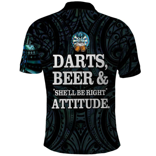 Personalized New Zealand Darts Beer Polo Shirt Paua Shell Aotearoa Maori Tattoo - Aussie Hoodie