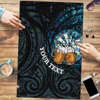 Personalized New Zealand Darts Beer Puzzle Paua Shell Aotearoa Maori Tattoo - Aussie Hoodie