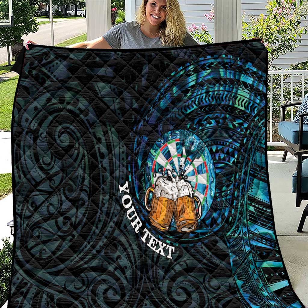 Personalized New Zealand Darts Beer Quilt Paua Shell Aotearoa Maori Tattoo - Aussie Hoodie