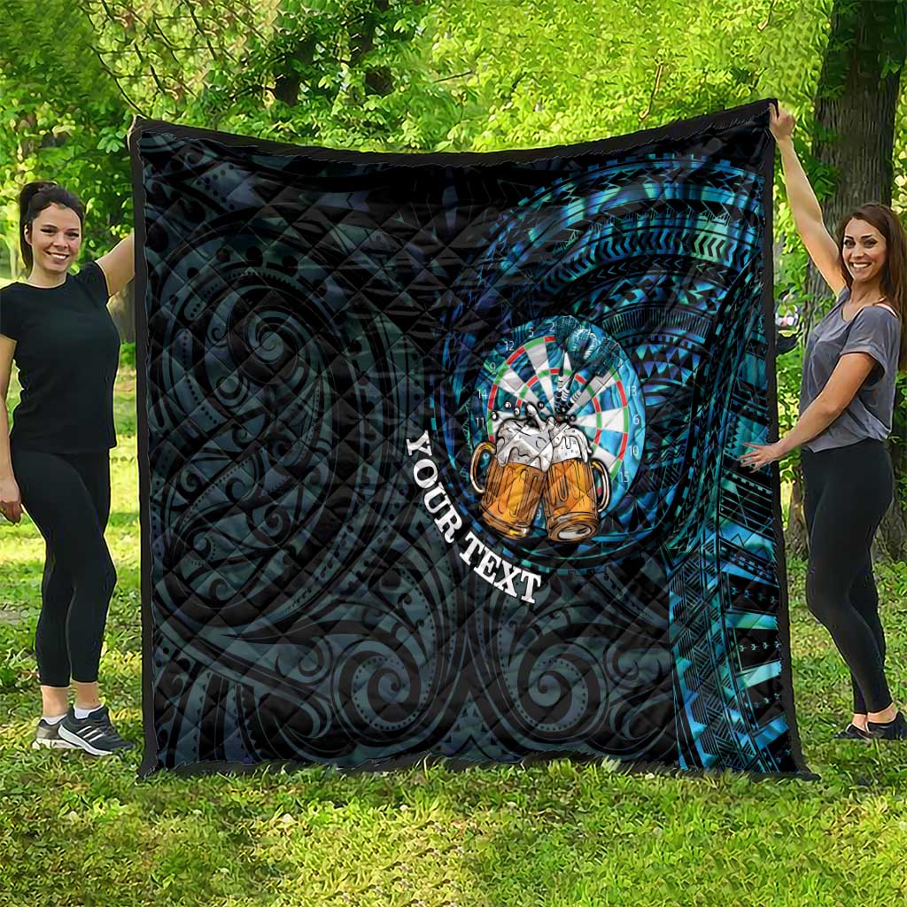 Personalized New Zealand Darts Beer Quilt Paua Shell Aotearoa Maori Tattoo - Aussie Hoodie