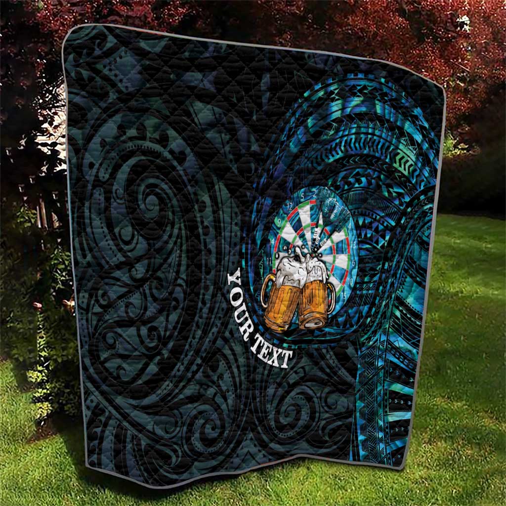 Personalized New Zealand Darts Beer Quilt Paua Shell Aotearoa Maori Tattoo - Aussie Hoodie