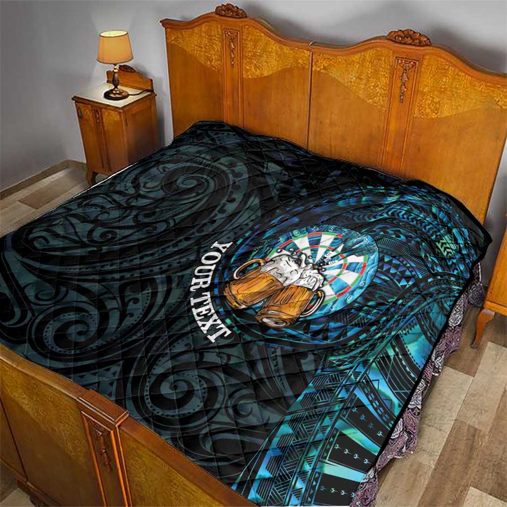 Personalized New Zealand Darts Beer Quilt Paua Shell Aotearoa Maori Tattoo - Aussie Hoodie