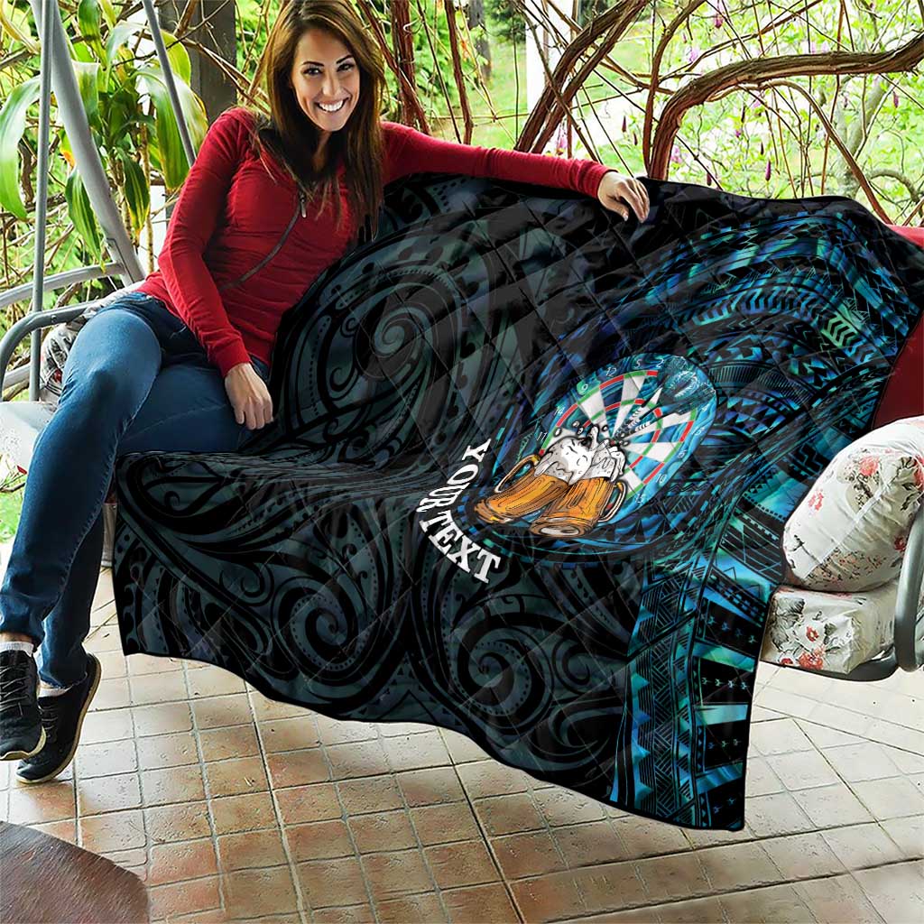 Personalized New Zealand Darts Beer Quilt Paua Shell Aotearoa Maori Tattoo - Aussie Hoodie