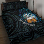Personalized New Zealand Darts Beer Quilt Bed Set Paua Shell Aotearoa Maori Tattoo - Aussie Hoodie