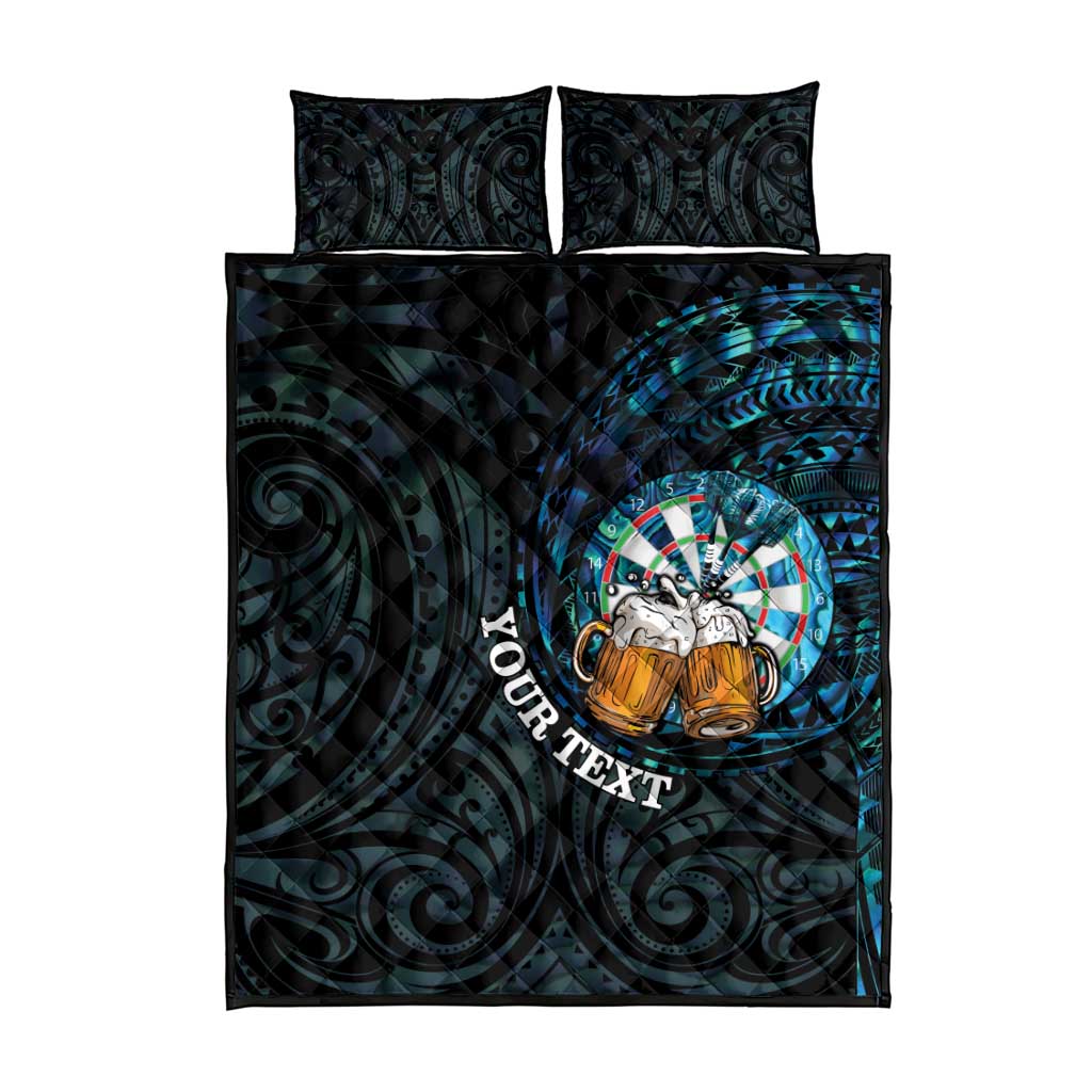 Personalized New Zealand Darts Beer Quilt Bed Set Paua Shell Aotearoa Maori Tattoo - Aussie Hoodie