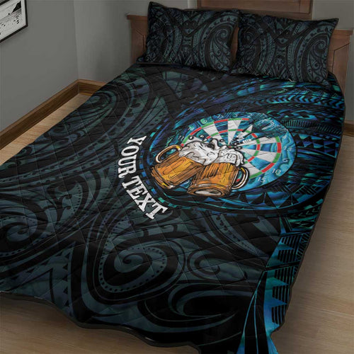 Personalized New Zealand Darts Beer Quilt Bed Set Paua Shell Aotearoa Maori Tattoo - Aussie Hoodie