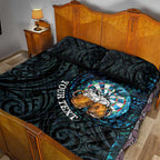 Personalized New Zealand Darts Beer Quilt Bed Set Paua Shell Aotearoa Maori Tattoo - Aussie Hoodie
