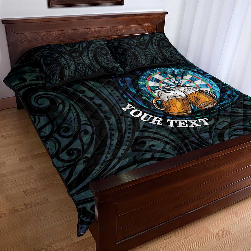 Personalized New Zealand Darts Beer Quilt Bed Set Paua Shell Aotearoa Maori Tattoo - Aussie Hoodie