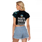 Personalized New Zealand Darts Beer Raglan Cropped T Shirt Paua Shell Aotearoa Maori Tattoo - Aussie Hoodie