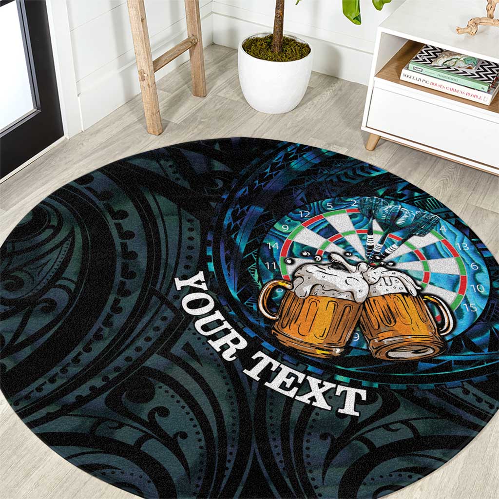 Personalized New Zealand Darts Beer Round Carpet Paua Shell Aotearoa Maori Tattoo - Aussie Hoodie